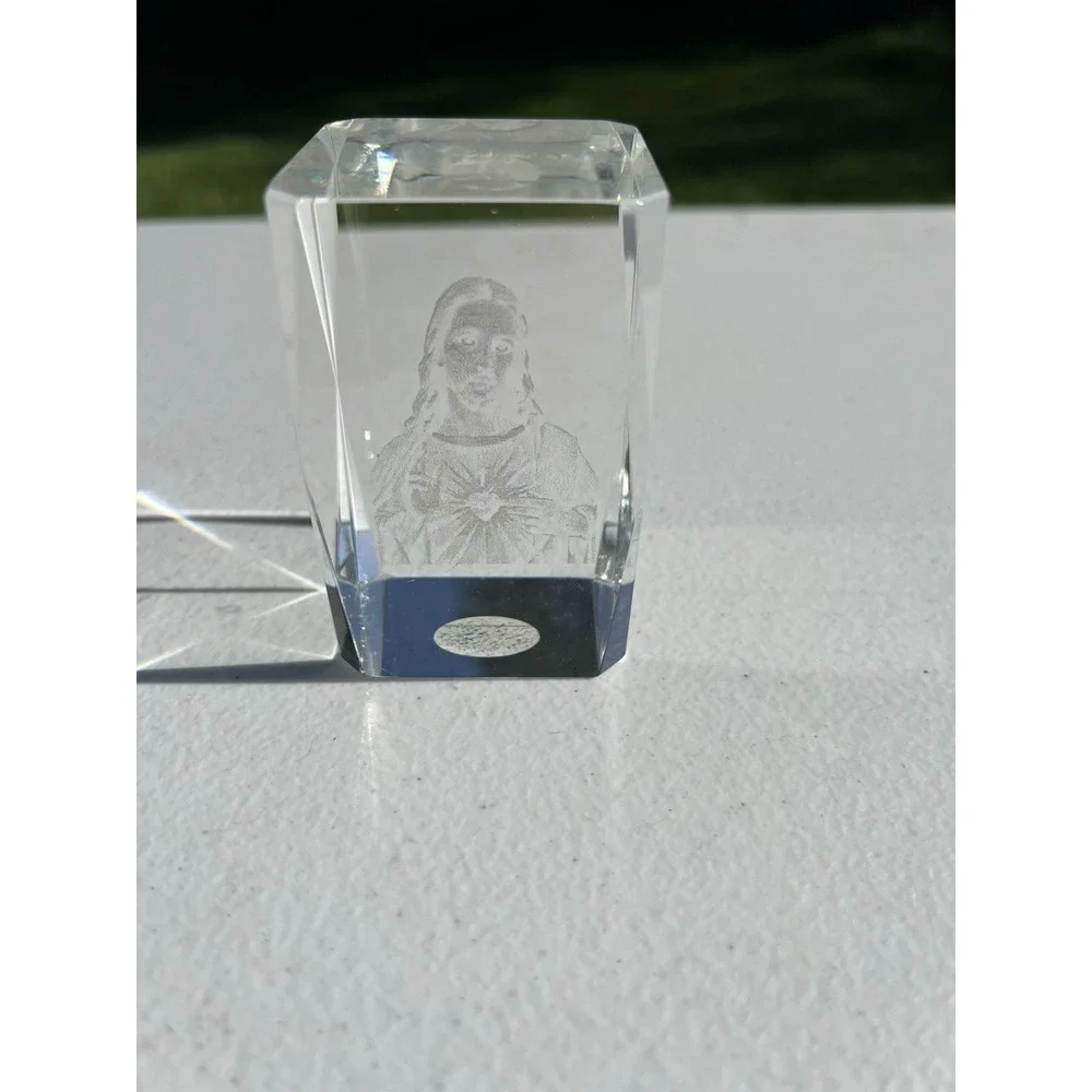 3D Laser Etched Crystal Glass Paperweight 3